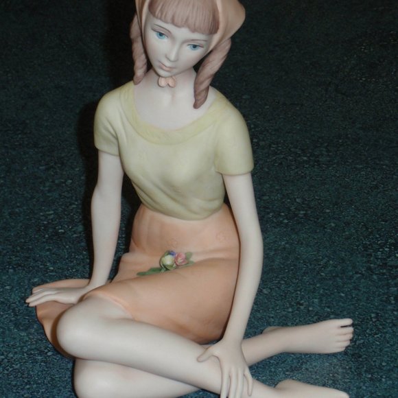 Laszio Ispanky Repose Girl In Orange Dress Collectible Figurine - CHRISTMAS GIFT - Picture 2 of 9